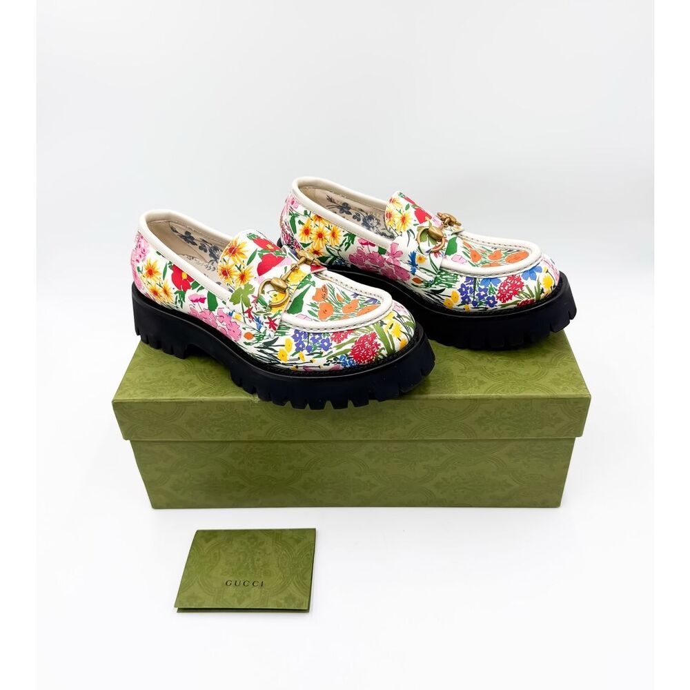 Gucci Kenn Scott Floral Horsebit Lug Sole Platform Loafers EU 38.5 US 8.5